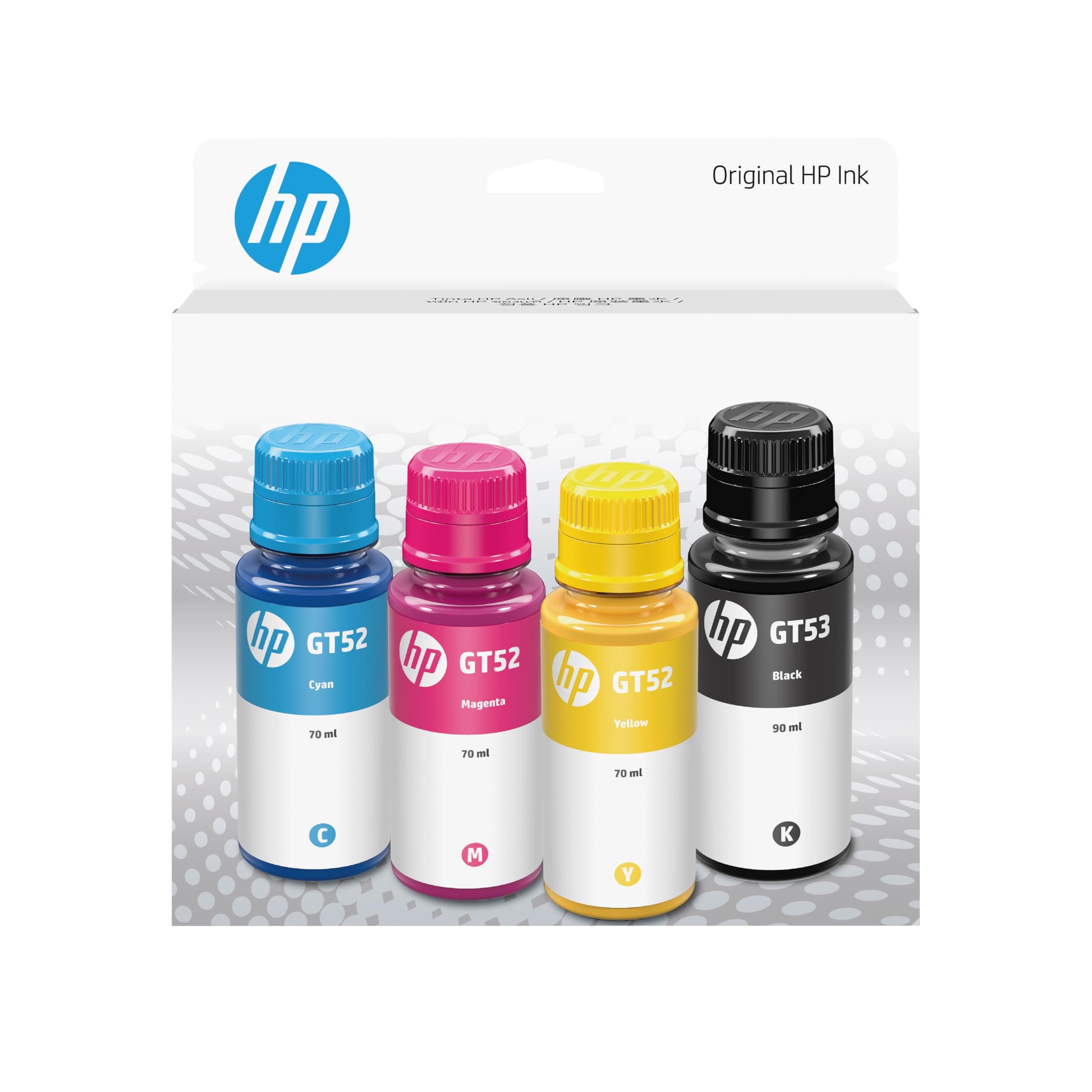 HP GT52 CMY/GT53XL Blk Ink Bottle 4-Pk