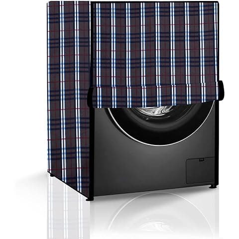 The Furnishing Tree Washing Machine Cover Check Black Compatible for Bosch 6.5 Kg Fully-Automatic Front Loading WLJ2016HIN - D × W × H : ( 48.3x61x86.4 CM )