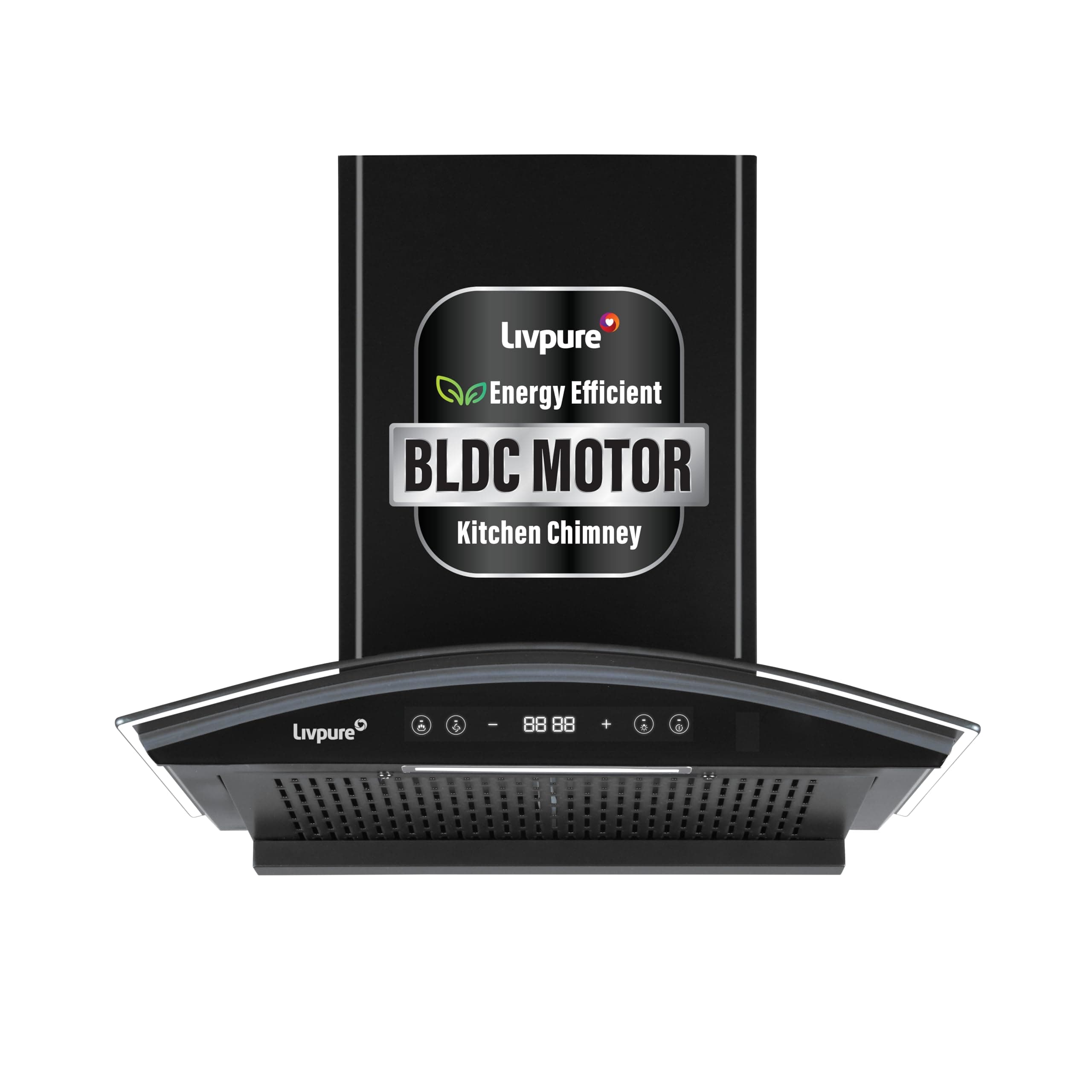 Livpure 60cm 1400m3/hr BLDC Filterless Autoclean Chimney|9 Speed With RPM Display|Oil Collector|Touch & Gesture Control |10 Yrs Warranty on Motor,2 Yr Comprehensive| LIV-ETERNA-BLDC-60-FL-HAC,Black