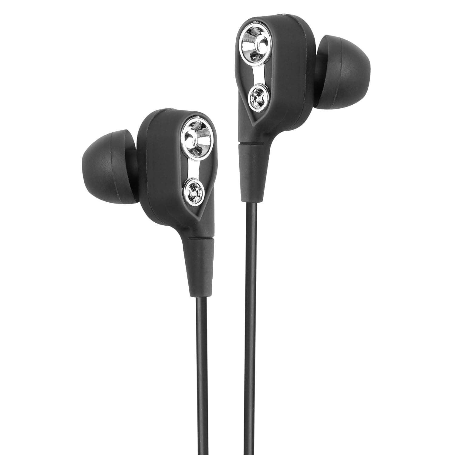 ROXO RX -01 Deep Bass Stereo Dual Driver Sport Wired Headset with Earbuds & Mic for All Smartphones (Black) In-Ear