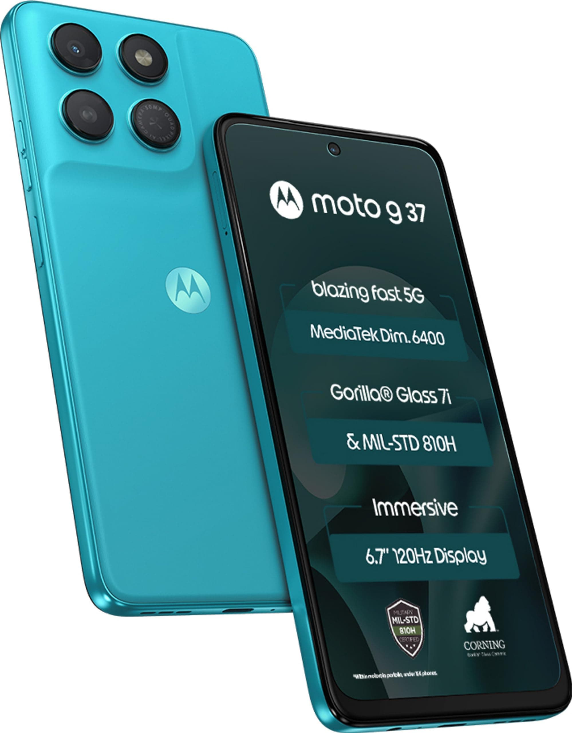 Motorola Moto g37 5G (Pantone Capri, 64GB Storage, 4GB RAM) | 6.67-inch HD+ 120Hz Display | Dimensity 6400 | 50MP Camera | 5200mAh Battery | 20W Charg...