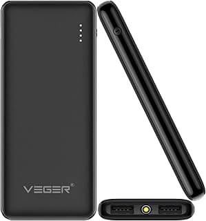 VEGER W0533 Slim Body 5000 mAh Li Polymer Power Bank with LED Torch (Black)