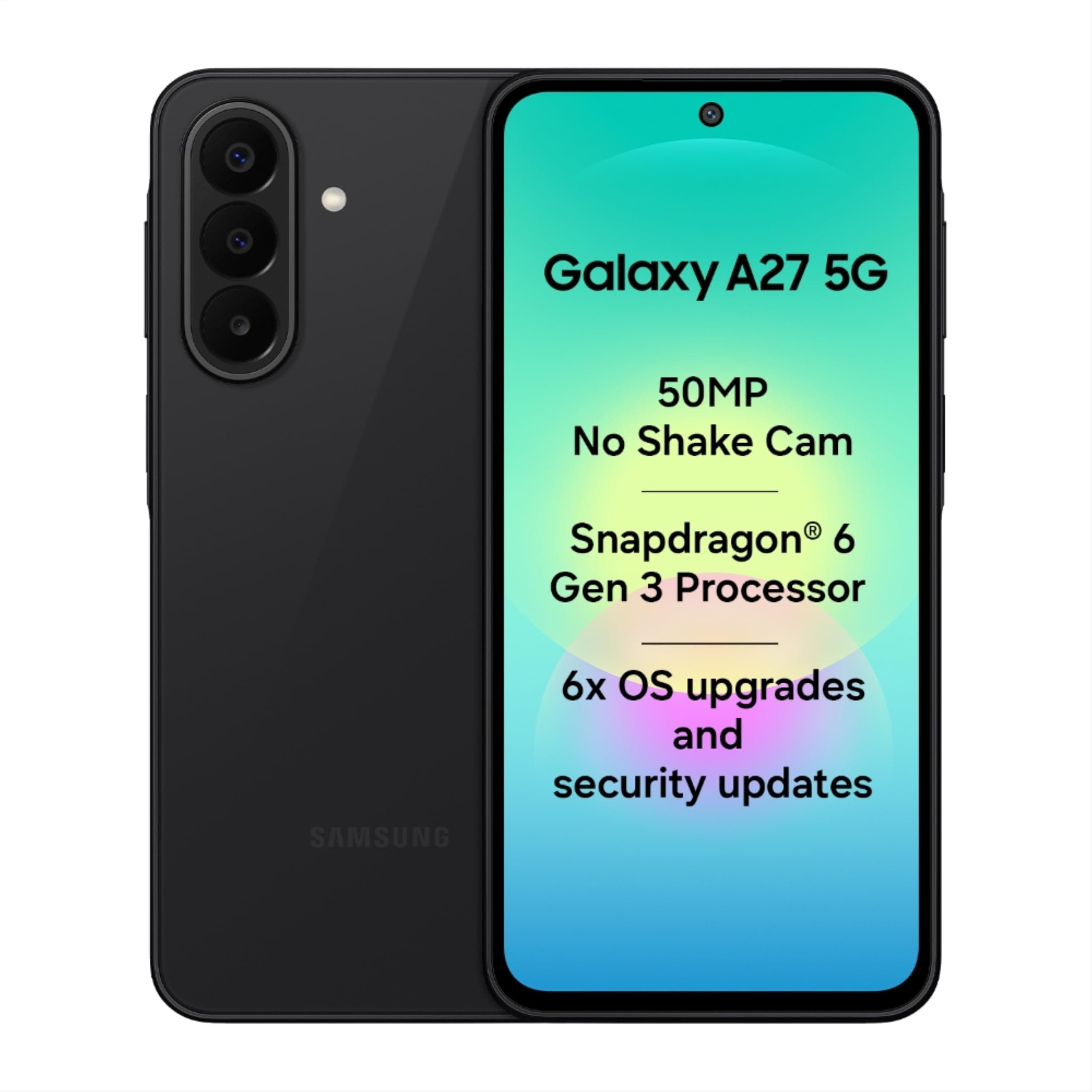 Samsung Galaxy A27 5G (Black, 6GB RAM, 128GB Storage) | 50MP No Shake Triple Camera | Snapdragon 4nm Processor | LPDDR5x | UFS 3.1 Storage | 6 Gen OS ...