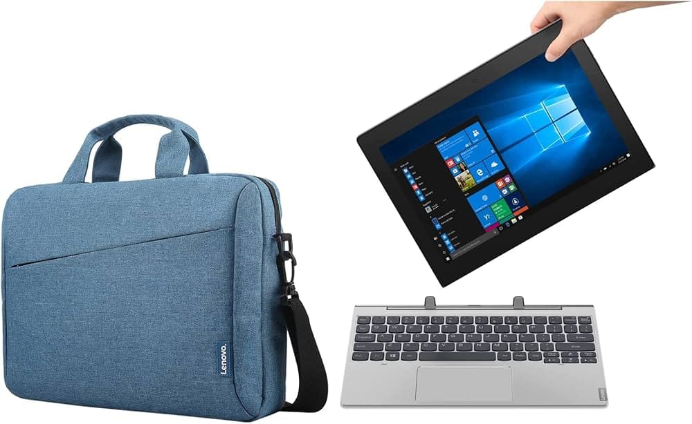 Lenovo IdeaPad D330 Intel Celeron N4020 10.1" (25cm) HD IPS Detachable 2-in-1 Laptop (4GB/128GB eMMC/Windows 10/1 Yr Warranty) & Casual Laptop Briefcase T210 15.6-inch Water Repellent Blue
