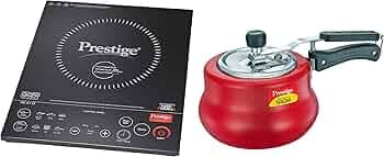 Prestige PIC 6.1 V3 2200-Watt Induction Cooktop (Black) & Svachh, 10752, 3 L, Nakshatra Duo Red Handi, with deep lid for Spillage Control