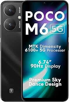 POCO M6 5G (Galactic Black, 4GB RAM, 128GB Storage) | MediaTek Dimensity 6100+ 5G Processor | 5000 mAh Battery + 18W Fast Charging | 50 MP AI Dual-Cam...