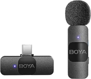 BOYA Wireless Lapel Microphone System, USB C BY-V10 Omnidirectional Condenser Microphone for YouTube Live Streaming and Vlog Recording