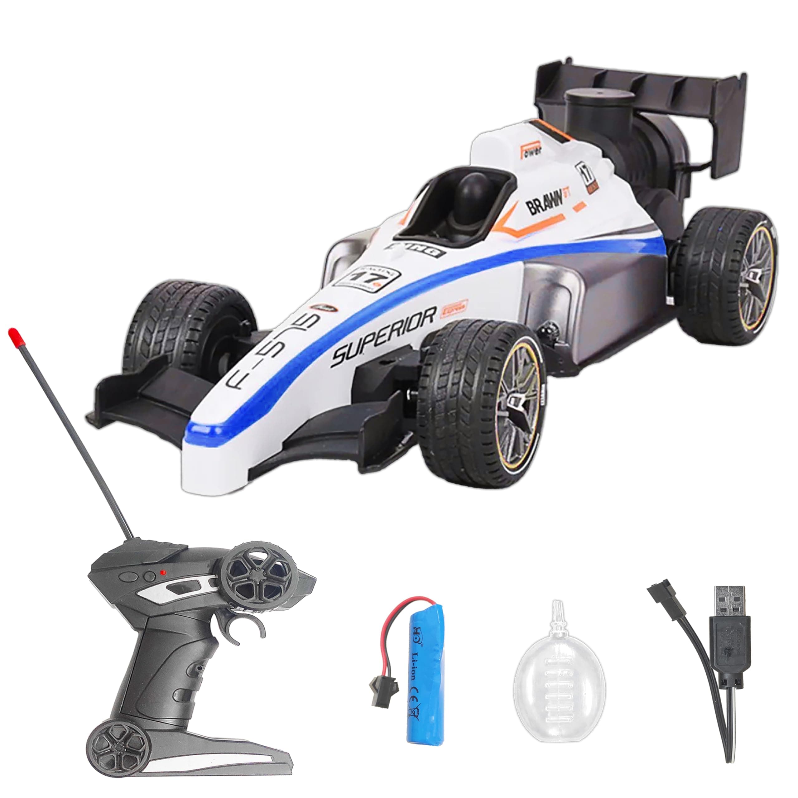 VGRASSP 1:14 Scale High Speed F1 Formula Racing Car Toy for Kids with Joystick Remote Control and Rechargeable Battery for Car - LED Lights, 2 WD Smok...