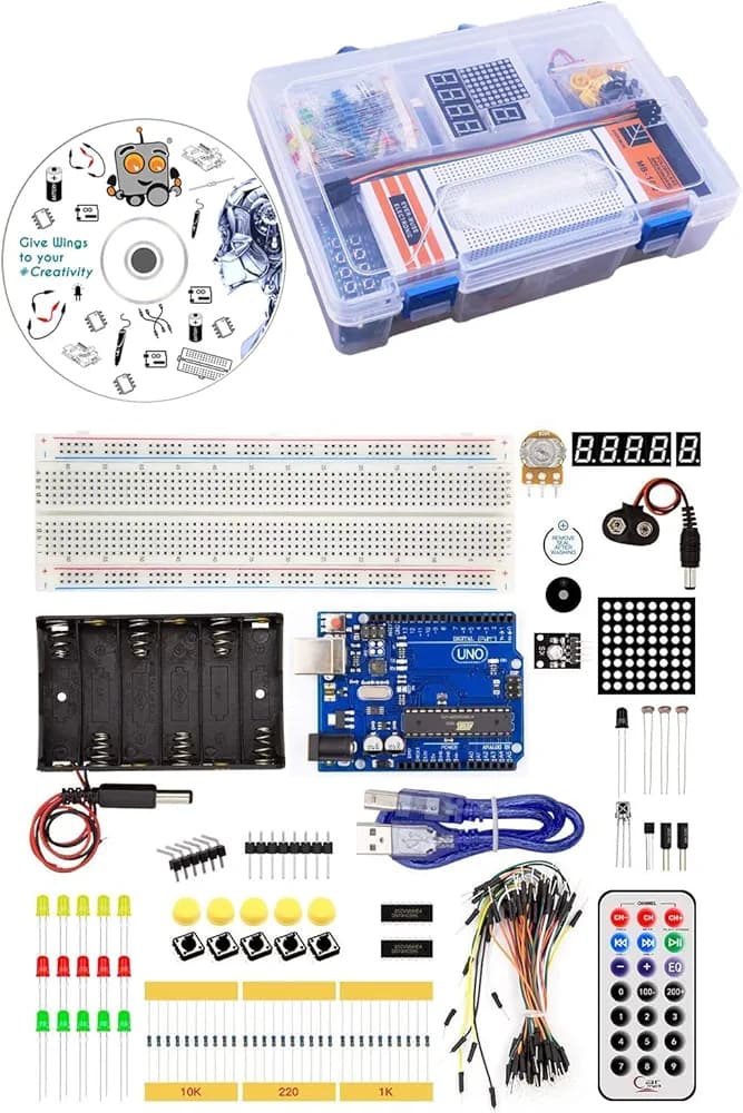 REES52® BASIC STARTER LEARNING KIT For Beginner's Arduino Projects , Kit Included with LEDs , Display , Sensors and many other components that are compatible with Arduino UNO , Raspberry PI , ESP8266 and other Popular Development Boards