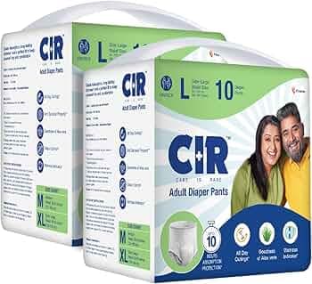 CIR Adult Diaper Pants, Large (90-120cm I 35" - 47") I Unisex with Wetness Indicator I Odour Control I 10 hr Absorption-Protection I Goodness of Aloe ...