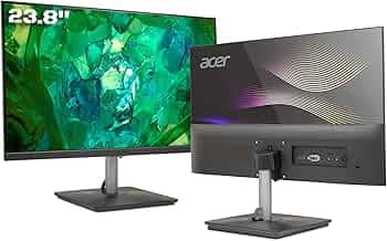 Acer RS242Y 23.8 Inch Full HD IPS Ultra-Thin (6.9mm) Backlit LED Monitor I Color Patterned Back Mood Light I Dual Glass Design, Sleek Metal Frame I 1 ...