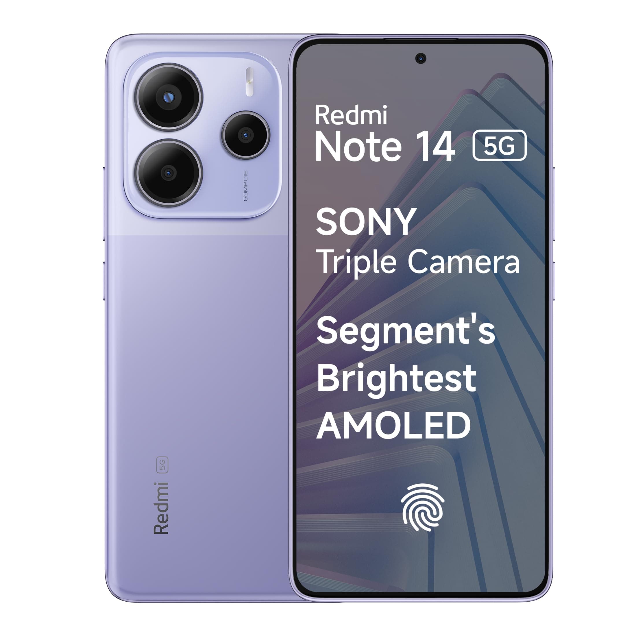 Redmi Note 14 5G (Phantom Purple, 6GB RAM 128GB Storage) | Global Debut MTK Dimensity 7025 Ultra | 2100 nits Segment Brightest 120Hz AMOLED | 50MP Son...