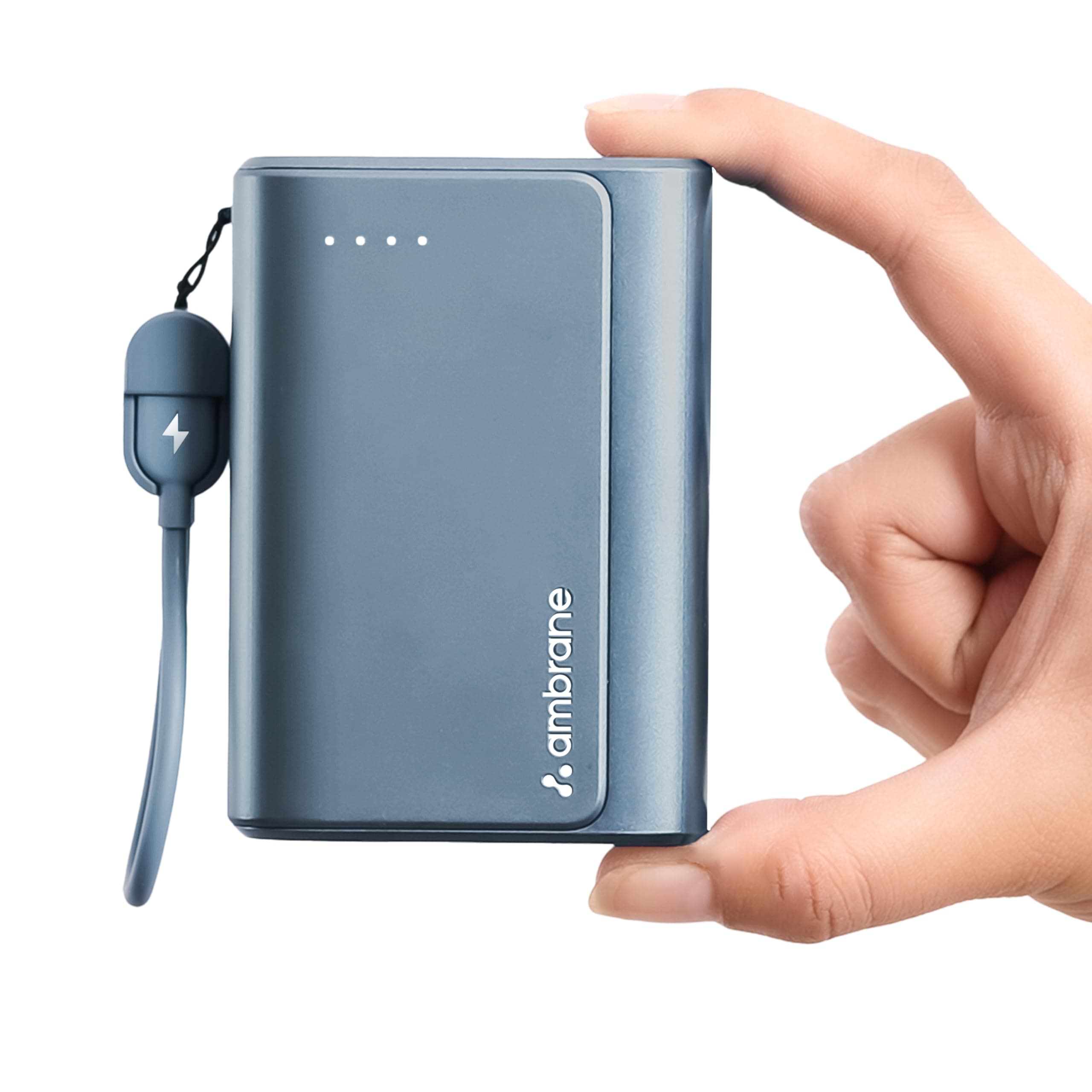 Ambrane 20000mAh 35W Fast Charging Small Pocket Size Powerbank, Hanging InBuilt Type C Cable, Type C PD & USB Output for iPhone, Android Mobiles & Oth...