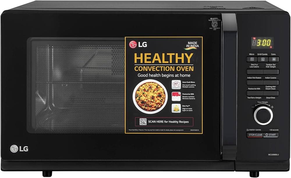 LG 32 L Convection Healthy Microwave Oven (MC3286BLU, Black, Diet Fry & Motorized Rotisserie) - 2023 Model