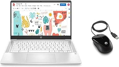 HP Chromebook Laptop (Intel Celeron Processor/4GB RAM & 256GB SSD Storage/ChromeOS) - na0002TU + Wired Mice