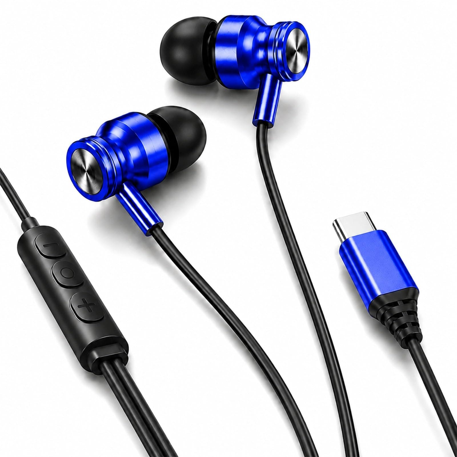 Kratos Tune V4 Blue C Type Earphones Wired, Inline Control Type c Headphones with Mic, Sweat Resistant, Comfort Fit Type c Earphone with Volume Contro...