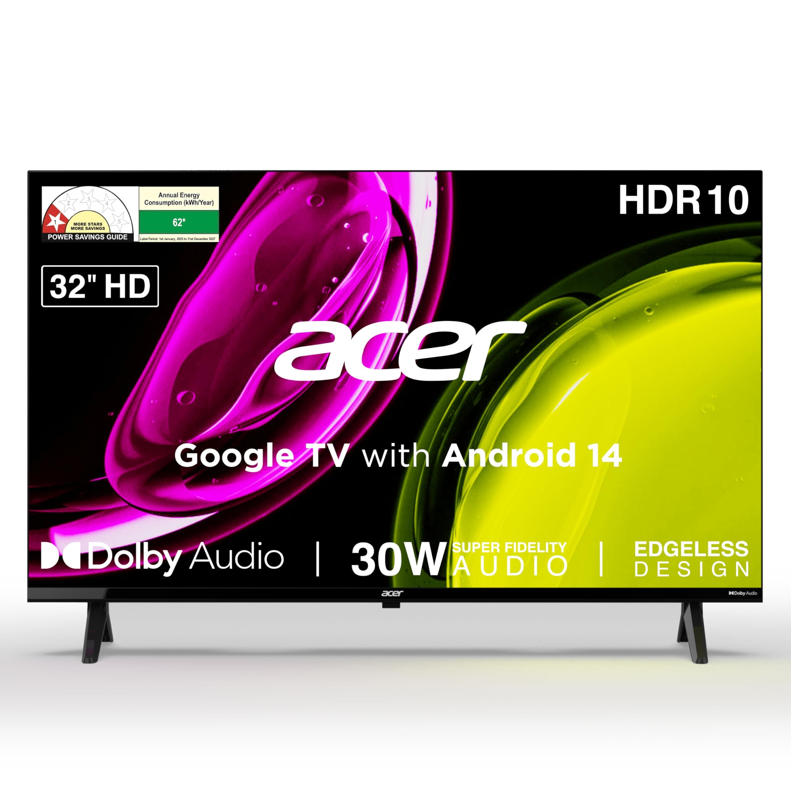 acer 80 cm (32 inches) Ultra I Series HD Smart LED Google TV AR32HDJGU2841BD (Black)