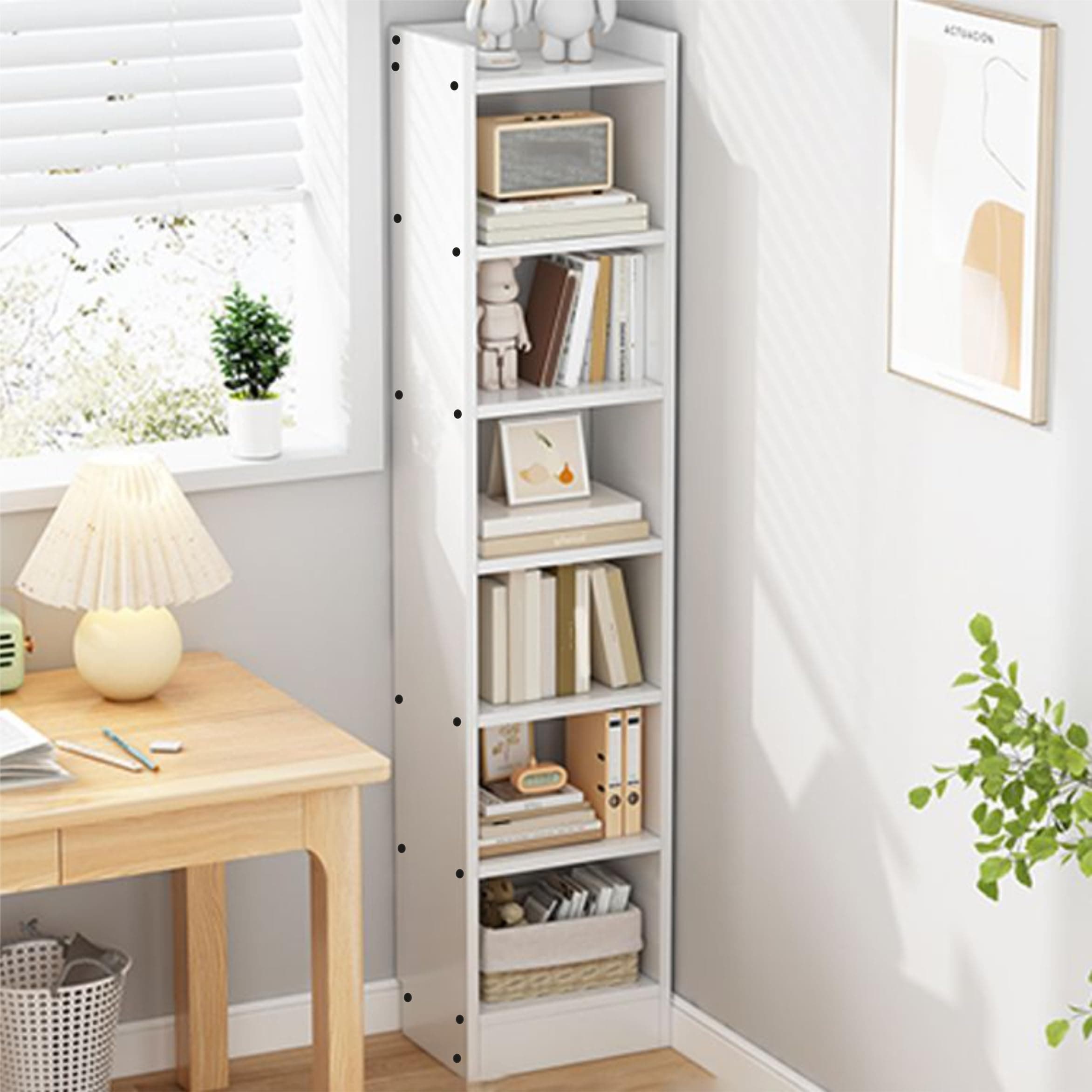 Enigmatic Woodworks Wooden Book Shelf for Home Library Bookshelf Stand Rack for Kids Students Self Organizer for Living & Study Room I (7-Tier Shelves, Colour-Frosty White, Finish-Suede) DIY