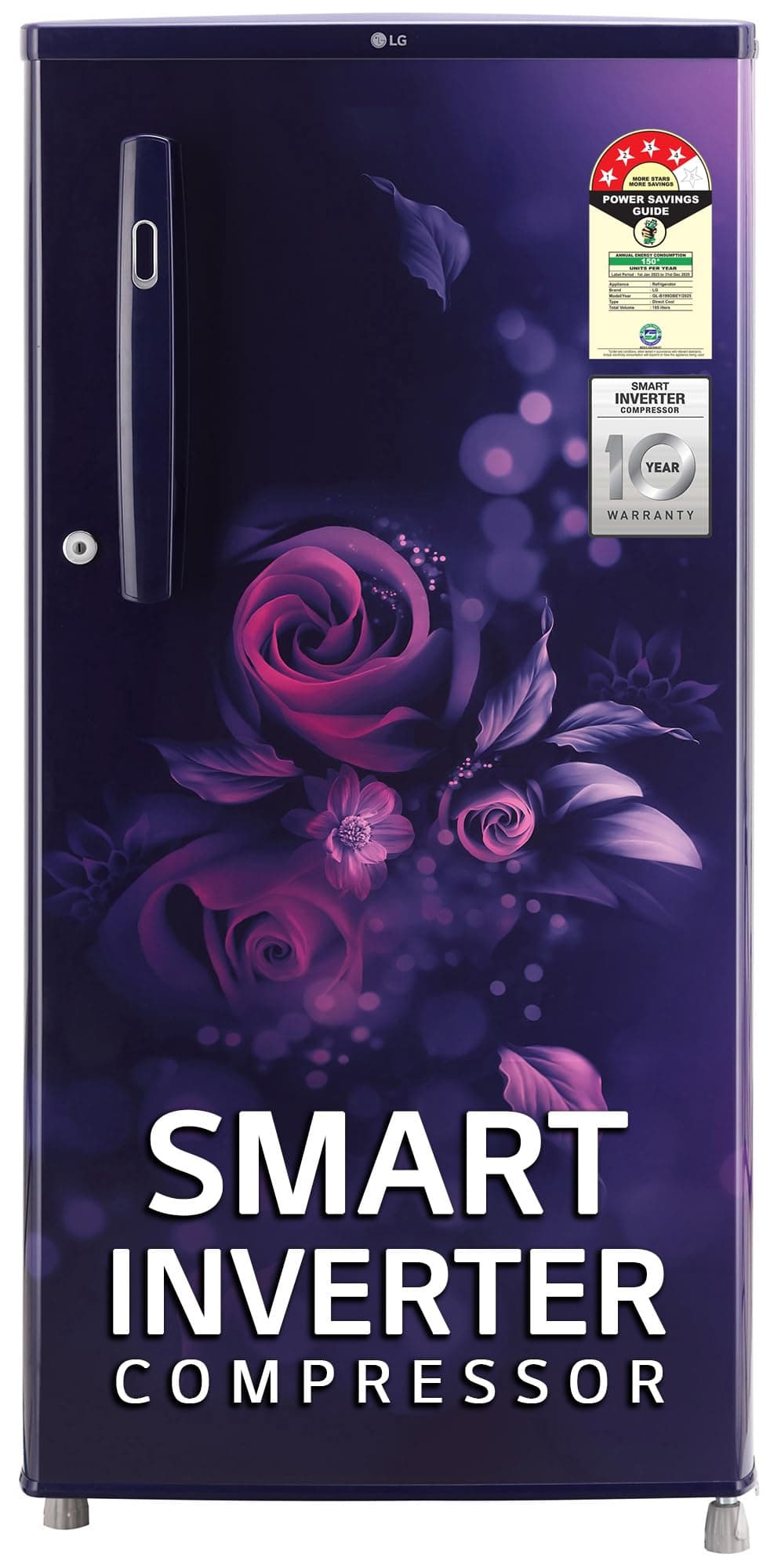 LG 185 L 4 Star Direct-Cool Inverter Single Door Refrigerator (GL-B199OBEY, Blue Euphoria, Smart Connect)