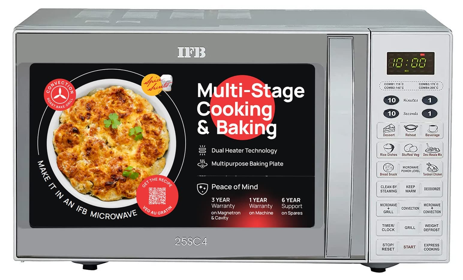 IFB 25 L Convection Microwave Oven (25SC4, Metallic Silver, With Starter Kit)