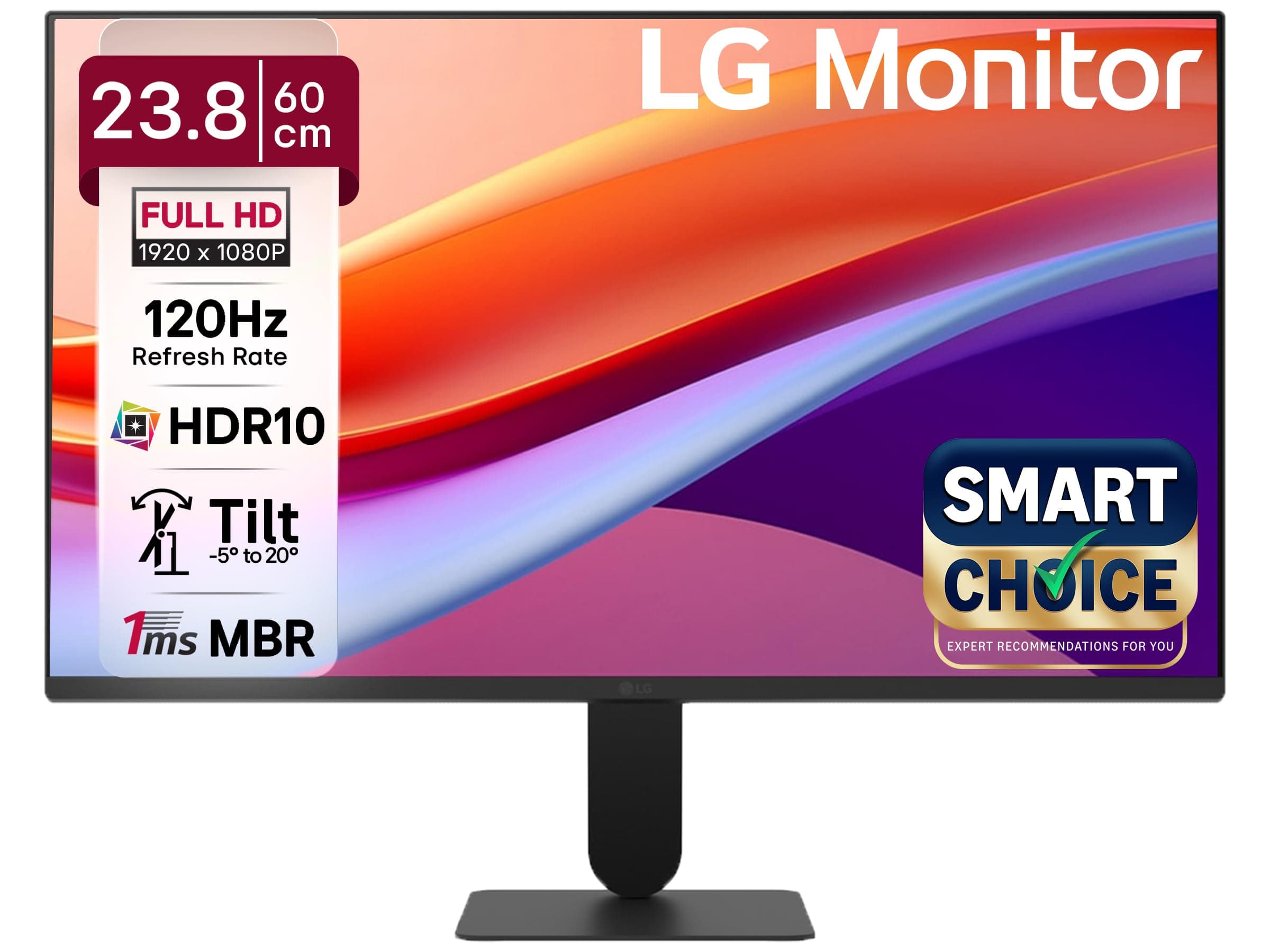LG 24U411A 60.4 cm (23.8 Inch) Full HD (1920x1080) IPS Monitor, 120Hz, 5ms (GtG),VGA, HDMI, 3-Side Virtually Borderless Design, sRGB 99% (Typ.), HDR 1...