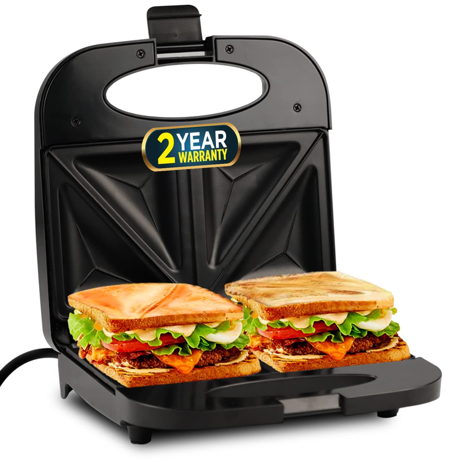 iBELL SM1535N Sandwich Maker, Grill & Toast, Electric, Nonstick, 750 Watt (Black)