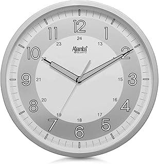 Ajanta Plastic Night Glow Modern Clock Radium Wall Clock (310x44x310mm, Silver)