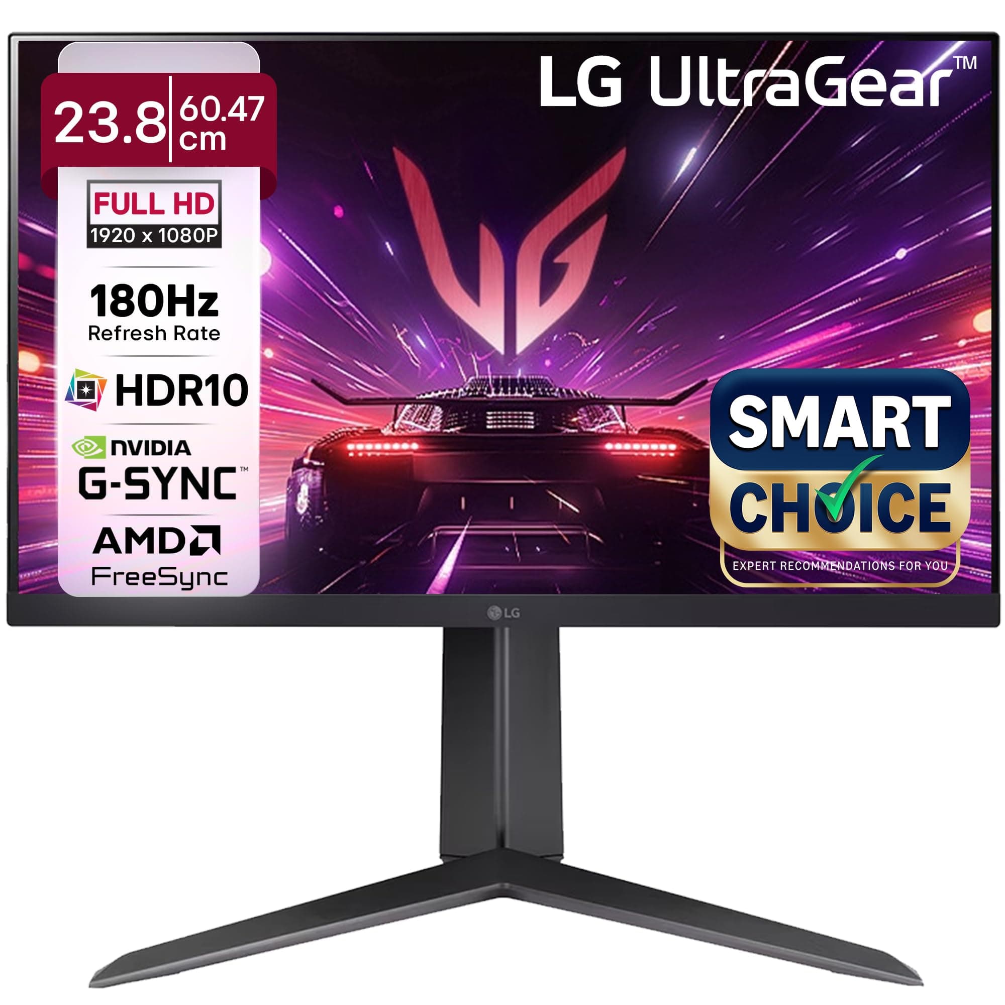 LG Ultragear 24GS65F IPS Full HD Gaming Monitor, 24 Inch, 1920 X 1080, 1ms, 180Hz, HDR 10, NVIDIA G-Sync Compatible, AMD FreeSync, Height/Pivot/Tilt A...