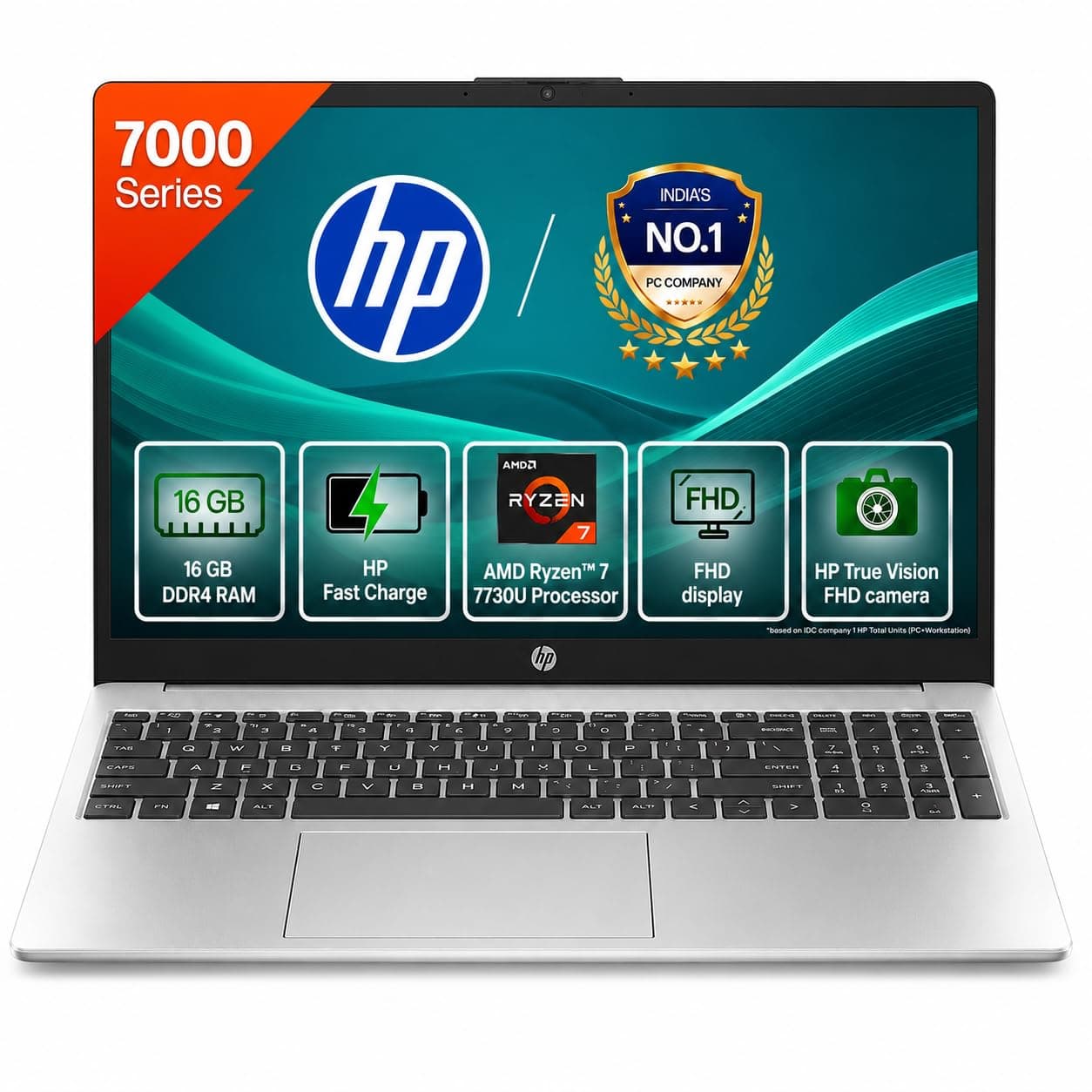 HP Laptop 15s, AMD Ryzen 7 5700U, 15.6-inch (39.6 cm), FHD, 16GB DDR4, 512GB SSD, AMD Radeon Graphics, Backlit KB, Thin & Light, Dual Speakers (Win 11, MSO 2021, Silver, 1.69 kg), ey2001AU