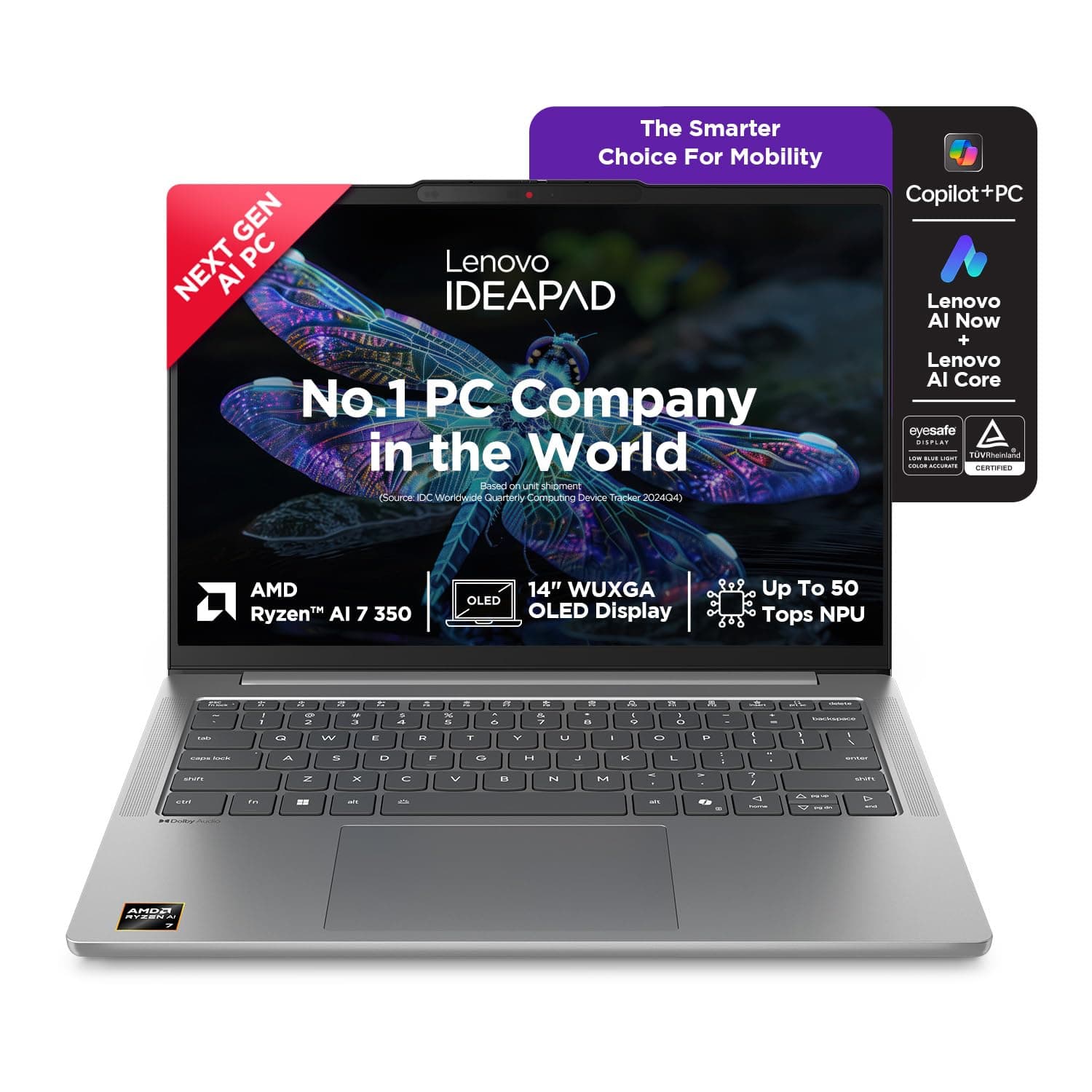 Lenovo IdeaPad Slim 5 AMD Ryzen AI 7 350 (24GB RAM/1TB SSD/14 (35.5cm)/WUXGA OLED AI Now/Copilot+ PC/Windows 11/Office Home 2024/Backlit Keyboard/1Yr ...