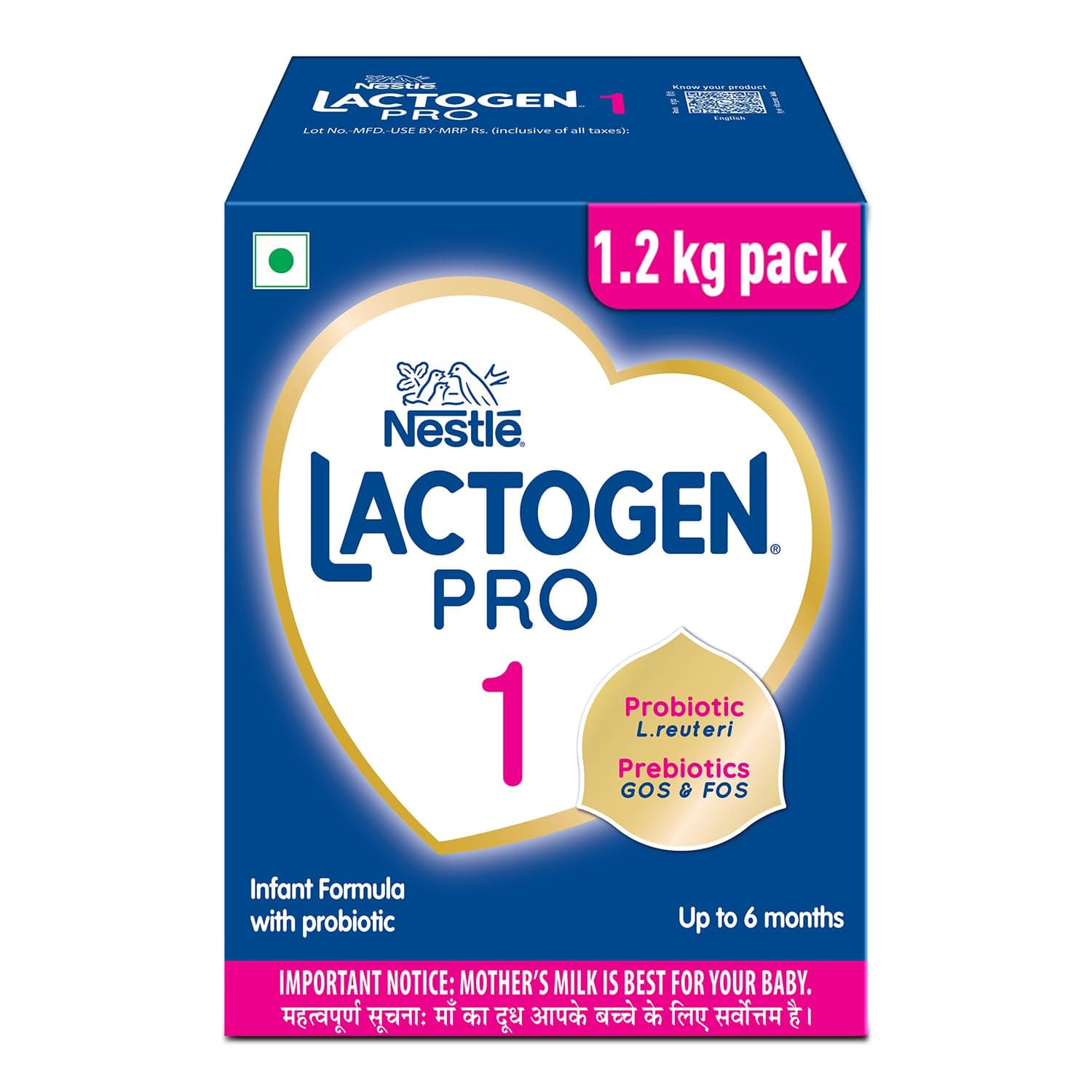 LACTOGEN Pro 1, 1.2kg Pack, 0-6 Months, Infant Formula with Probiotic and Prebiotics