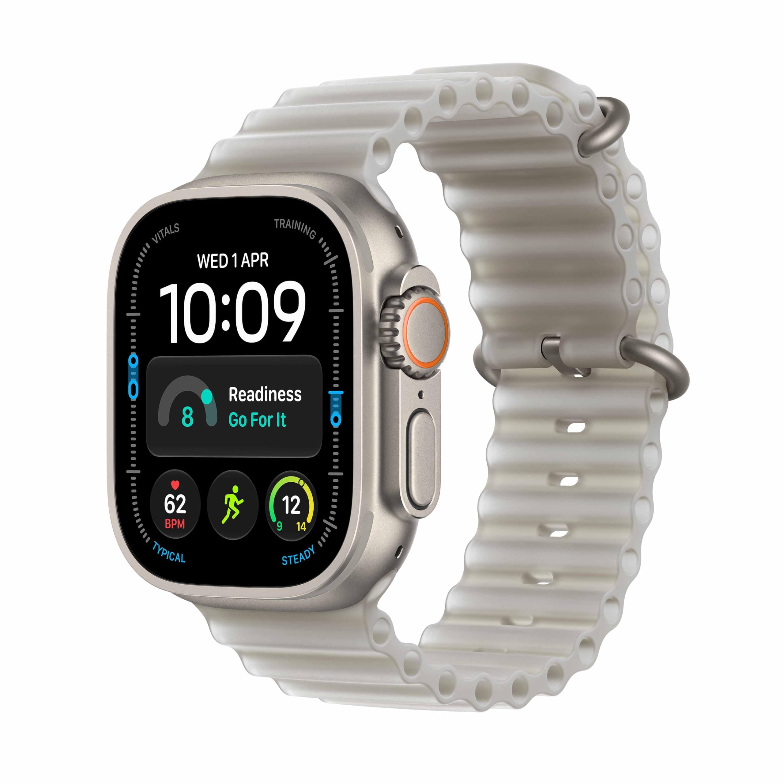 Apple Watch Ultra 4 GPS + Cellular 49mm Smartwatch | Natural Titanium Case, Translucent Grey Ocean Band - One Size. Advanc...