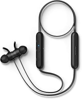 Philips Audio TAE1205 Bluetooth Neckband Earphones with IPX4, 7 Hr Playtime, Magnetic Ear Tips, Wing Tips, Mic (Black)