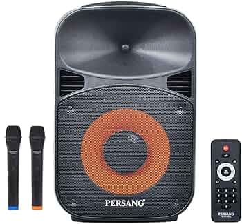Persang Portable Rechargeable Bluetooth 12 Inch Trolley Speaker with Wireless Mic | in-Built FM, Multi LED Color, USB/TF Input, AUX, Voice Recording | Suitable for Outdoor Activates
