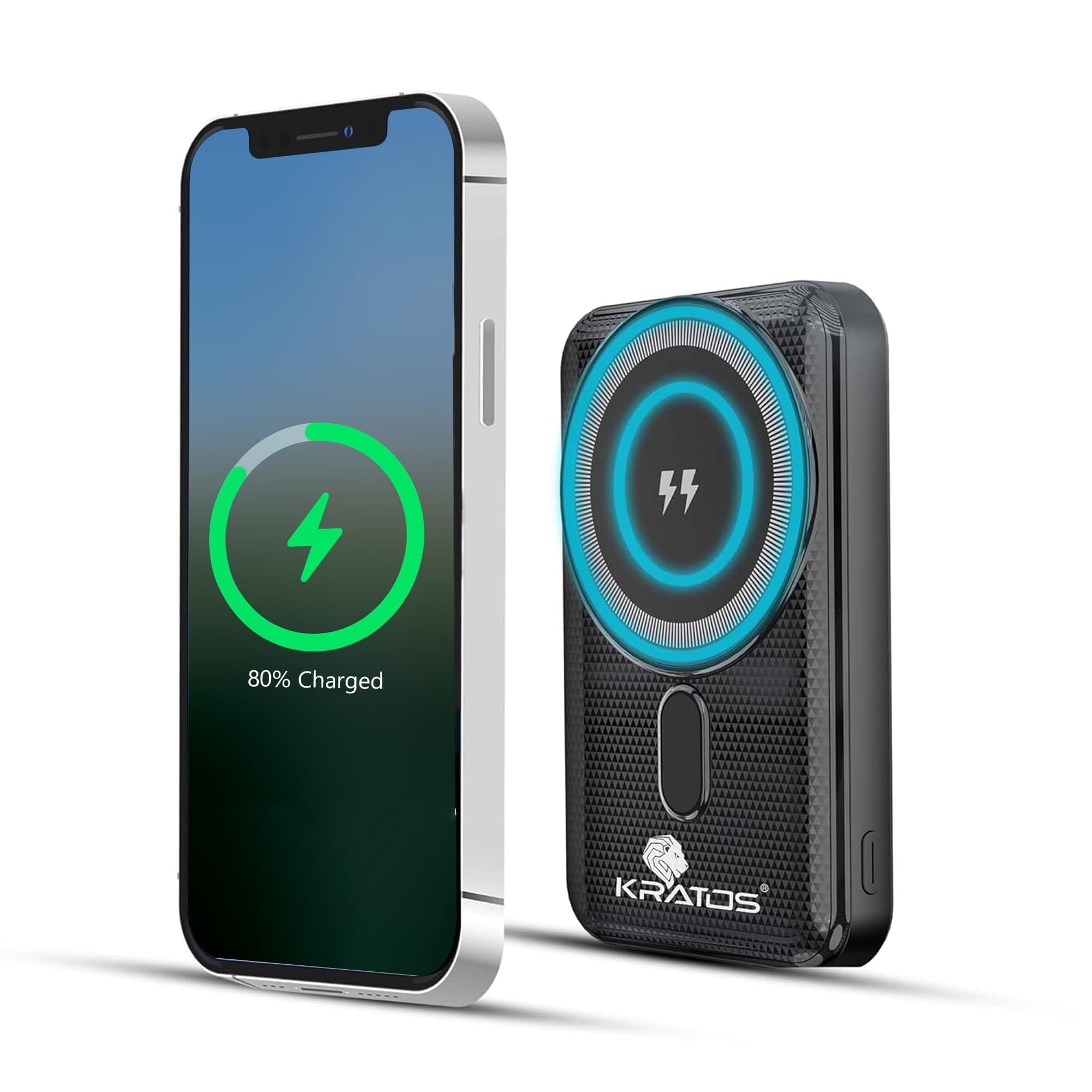Kratos Legend Prime Mini Wireless Powerbank 10000mAh 15W Magnetic Wireless Fast Charging Smallest Power Bank with 22.5 Wired Output Compatible with iP...