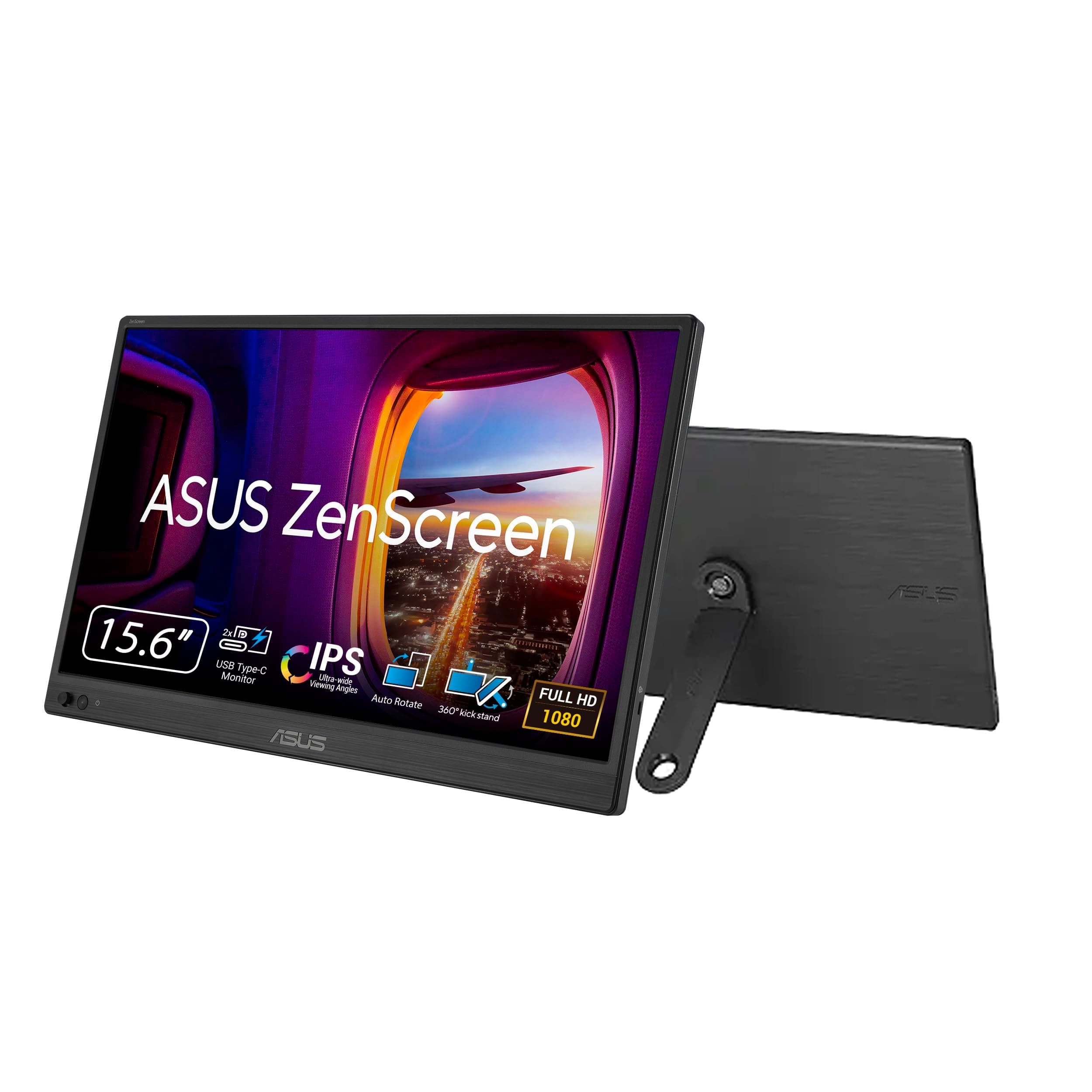 ASUS ZenScreen 16 Portable USB Monitor (MB169CK) - Full HD, IPS, Dual USB-C, Mini-HDMI, Eye Care, Flicker Free, Blue Light Filter, Anti-Glare Surface,...