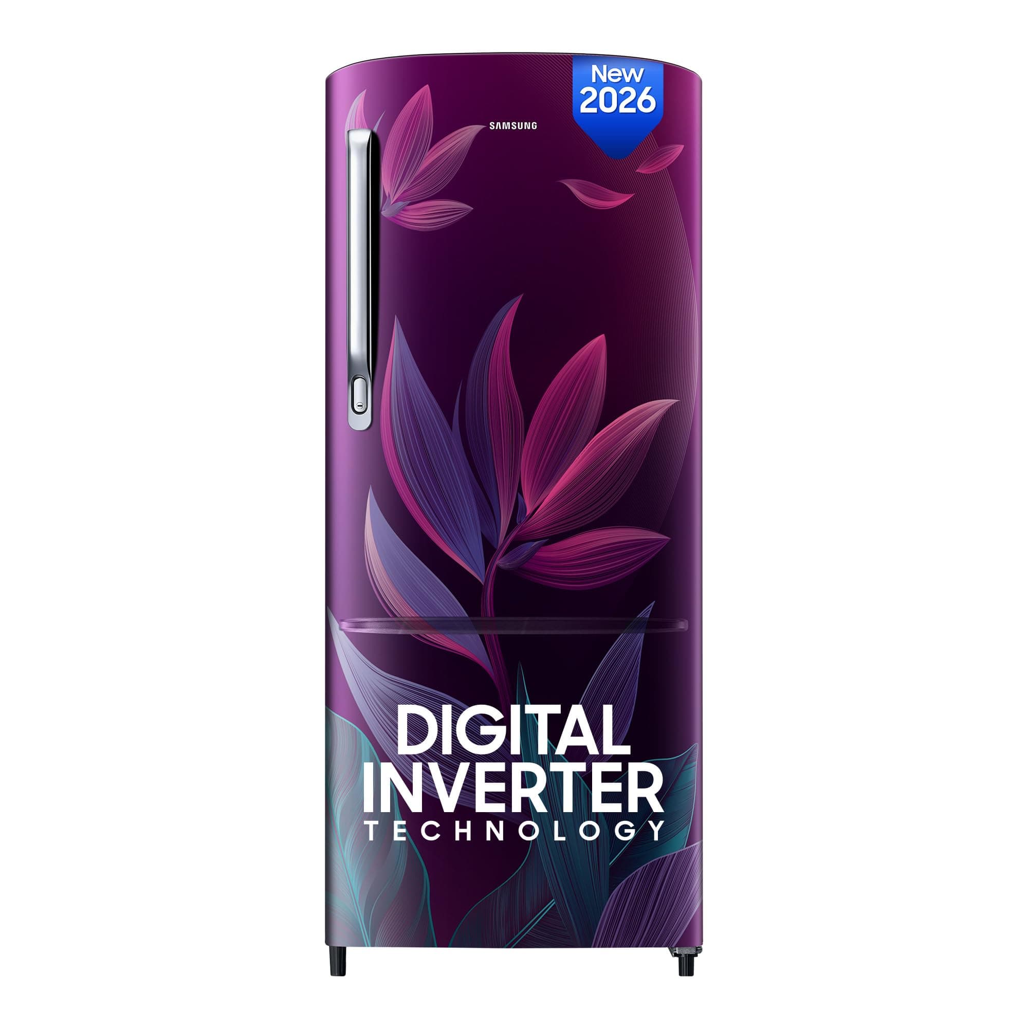 Samsung 183 L, 4 Star, Digital Inverter, Direct-Cool Single Door Refrigerator (RR20H27249R/NL, Paradise Bloom Purple, Single Touch Defrost, 2026 Model...