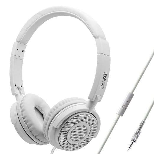 (Renewed) boAt Bass Heads 900 Wired Headphones with Mic (White)