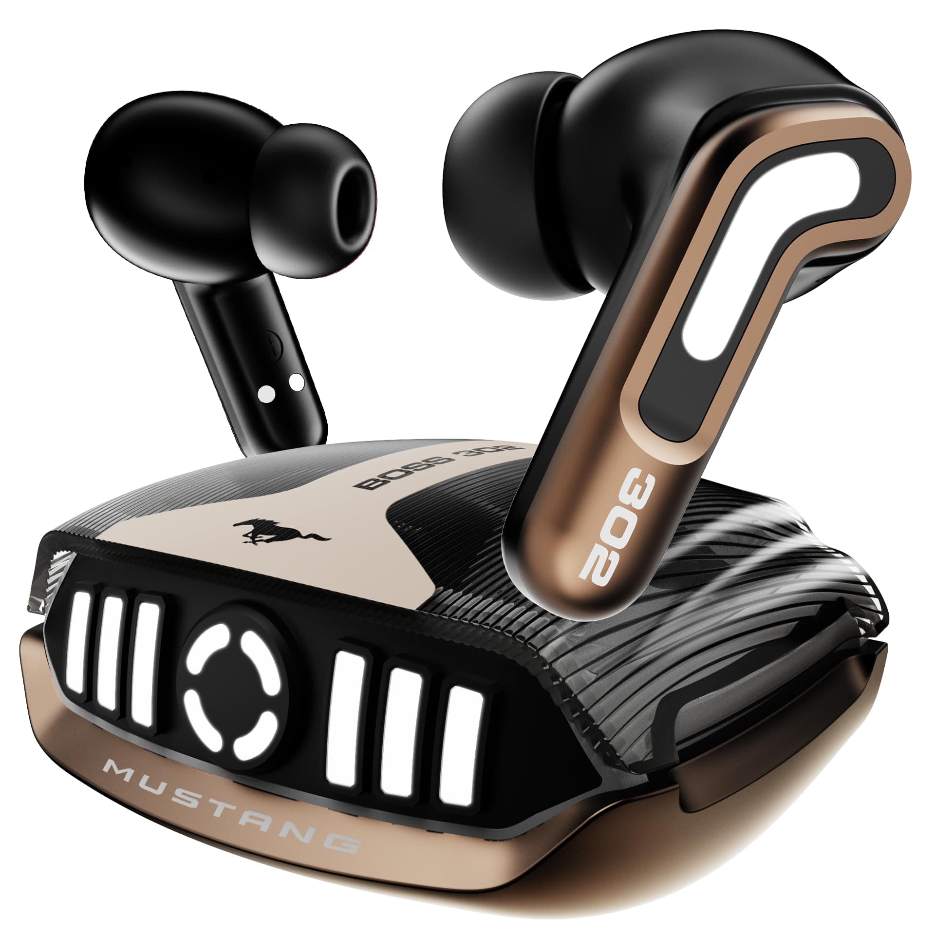 GOBOULT Mustang Nitro Earbuds with 72H Playtime, Amp App Support, Quad Mic ENC, Dual Device Pairing Buds, 13mm Driver Ear Buds, Bluetooth 5.4 Wireless...