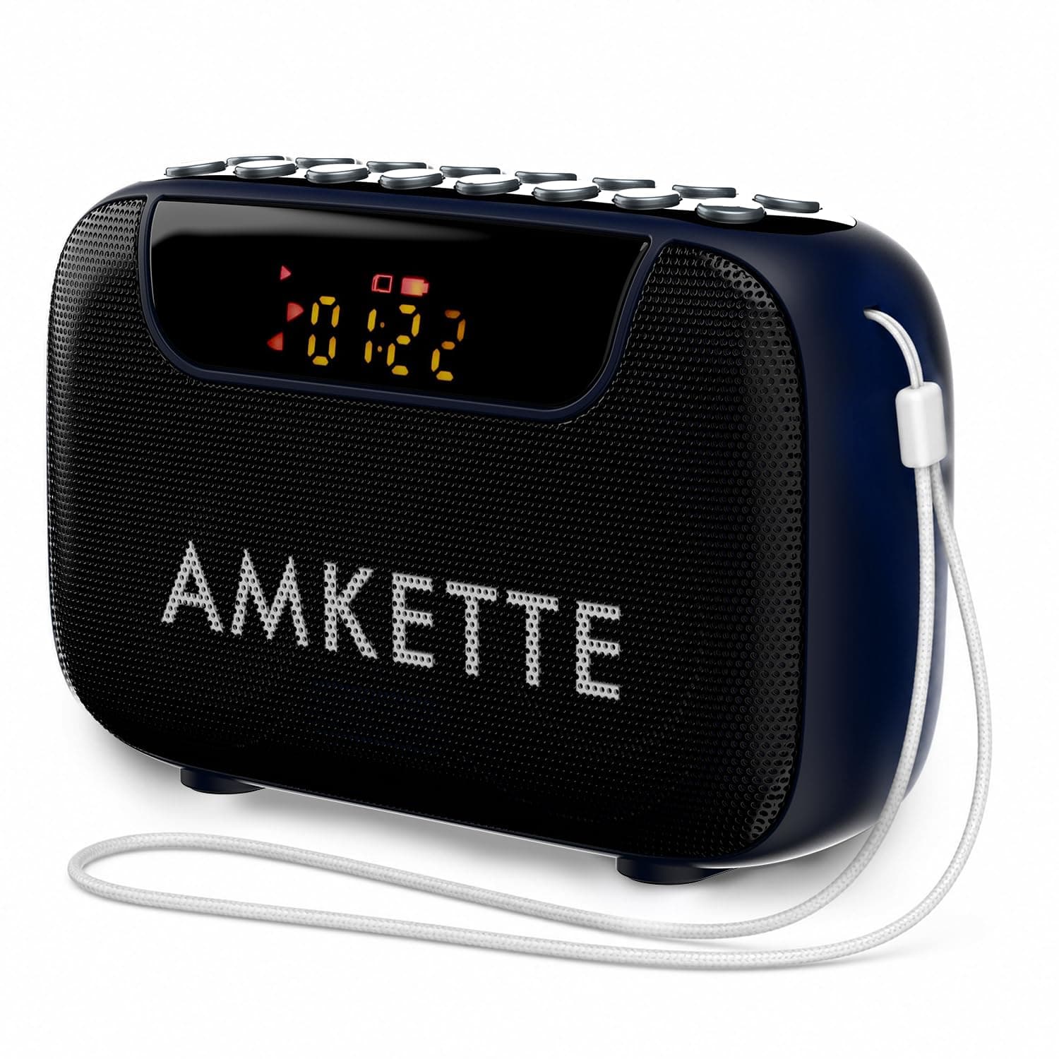Amkette Pocket Blast FM Radio with Bluetooth Speaker with Powerful Sound, Voice/FM Recording, Hidden Antenna, 7+ Hours Playback (USB-C Charging), and ...