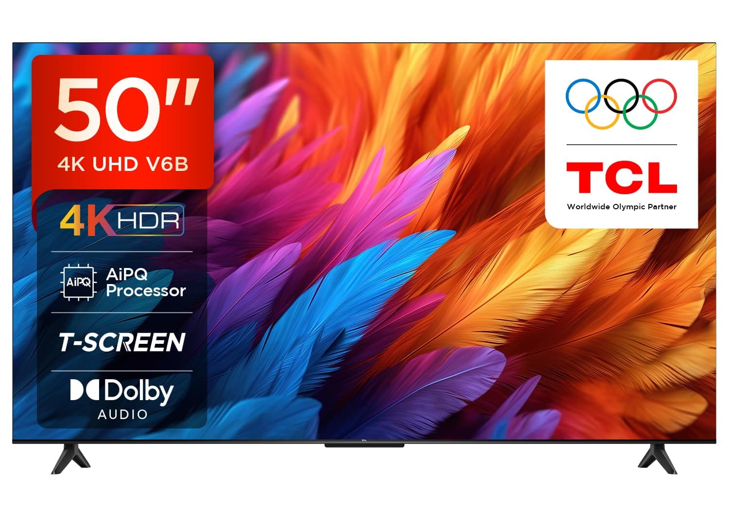 TCL 126 cm (50 inches) Metallic Bezel-Less Series 4K Ultra HD Smart LED Google TV 50V6B (Black)