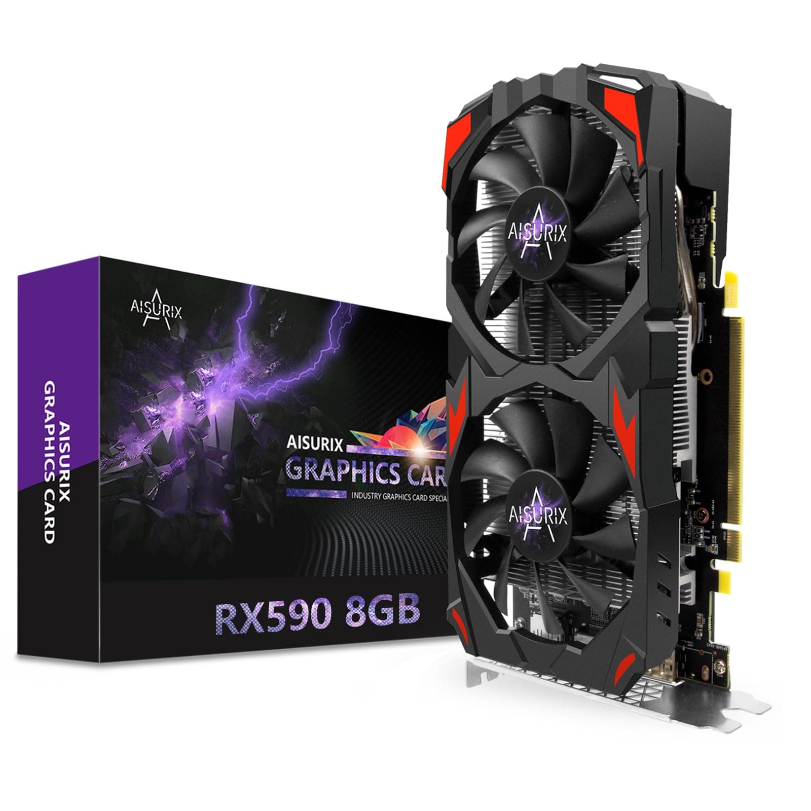 AISURIX RX 590 Graphics Card, Real 8GB, GDDR5, 256 Bit, RX 580 2304SP Pc Gaming Video Card, 2XDP, HDMI, PCI Express 3.0 with Freeze Fans Graphics Card...