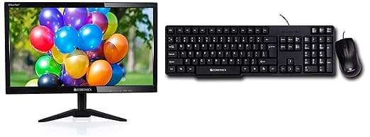 Zebronics 15.6 inch (39.6 cm) LED Backlit Computer Monitor - ZEB-A16HD LED (Black) with Zebronics Wired Keyboard Combo Monitors
