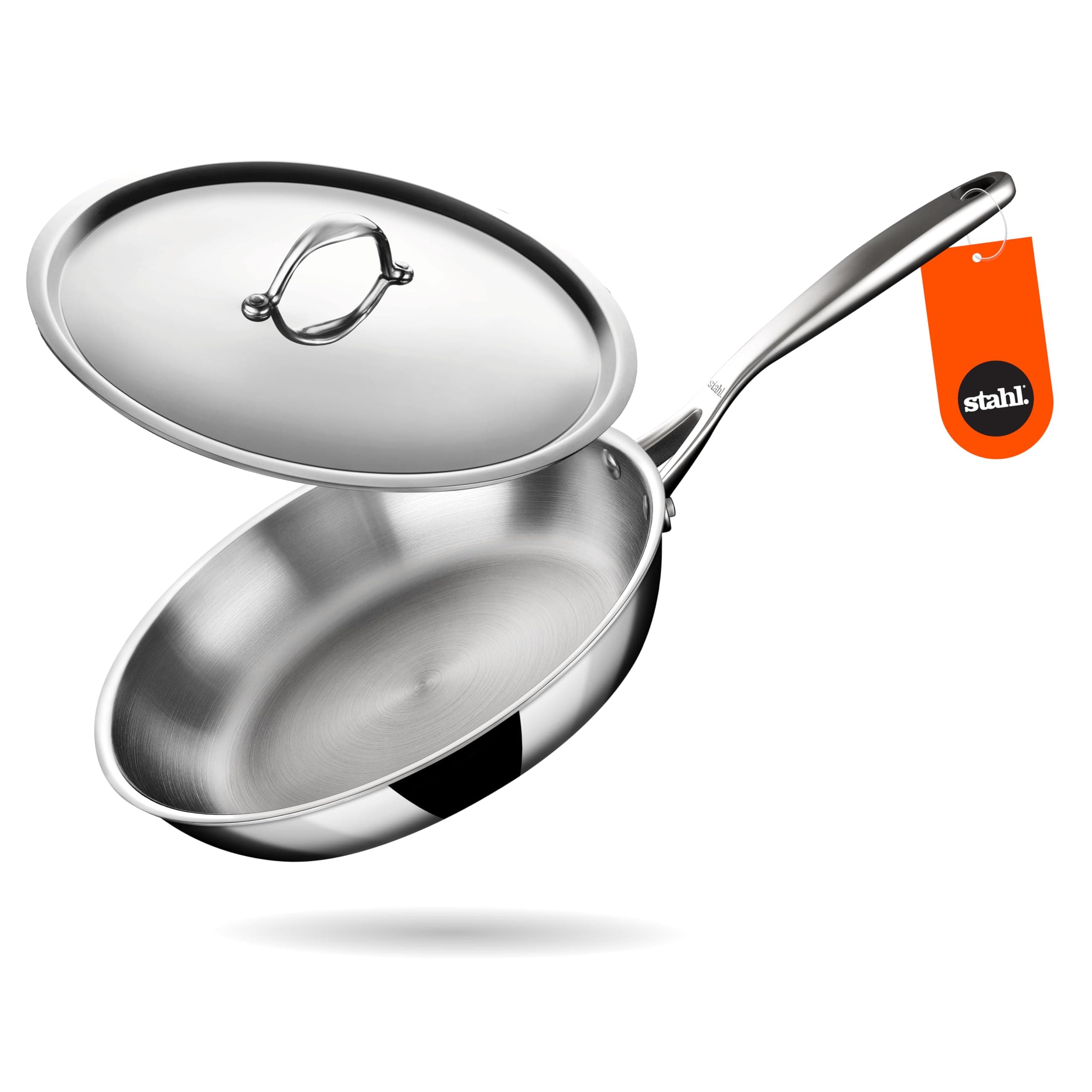 Stahl Triply Stainless Steel Artisan Frypan with Lid, 4424, 24cm, 1.8 Liters