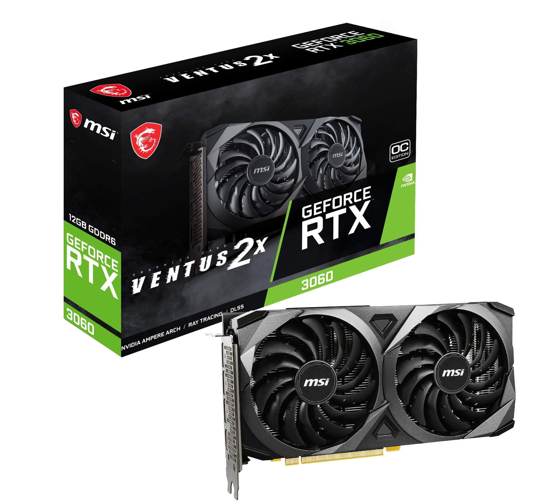 MSI GeForce RTX 3060 Ventus 2X 12G OC GDDR6 192-bit PCI Express Gen 4 Gaming Graphics Card