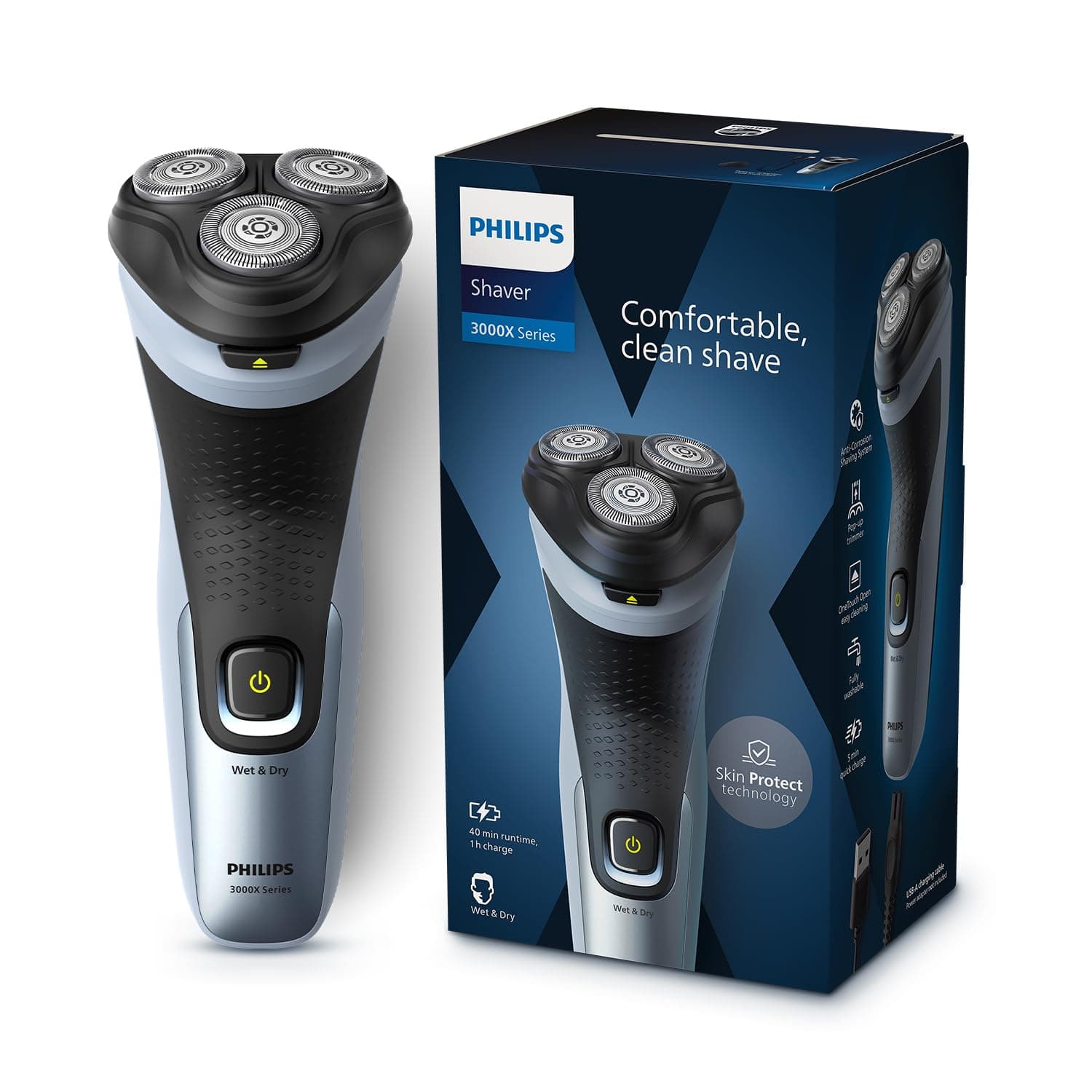 Philips Electric Shaver for Men, SkinProtect Technology, Wet and Dry Shave, 4D Floating Heads, 27 Self Sharpening Blades, Pop-up Trimmer, Cordless, Wa...