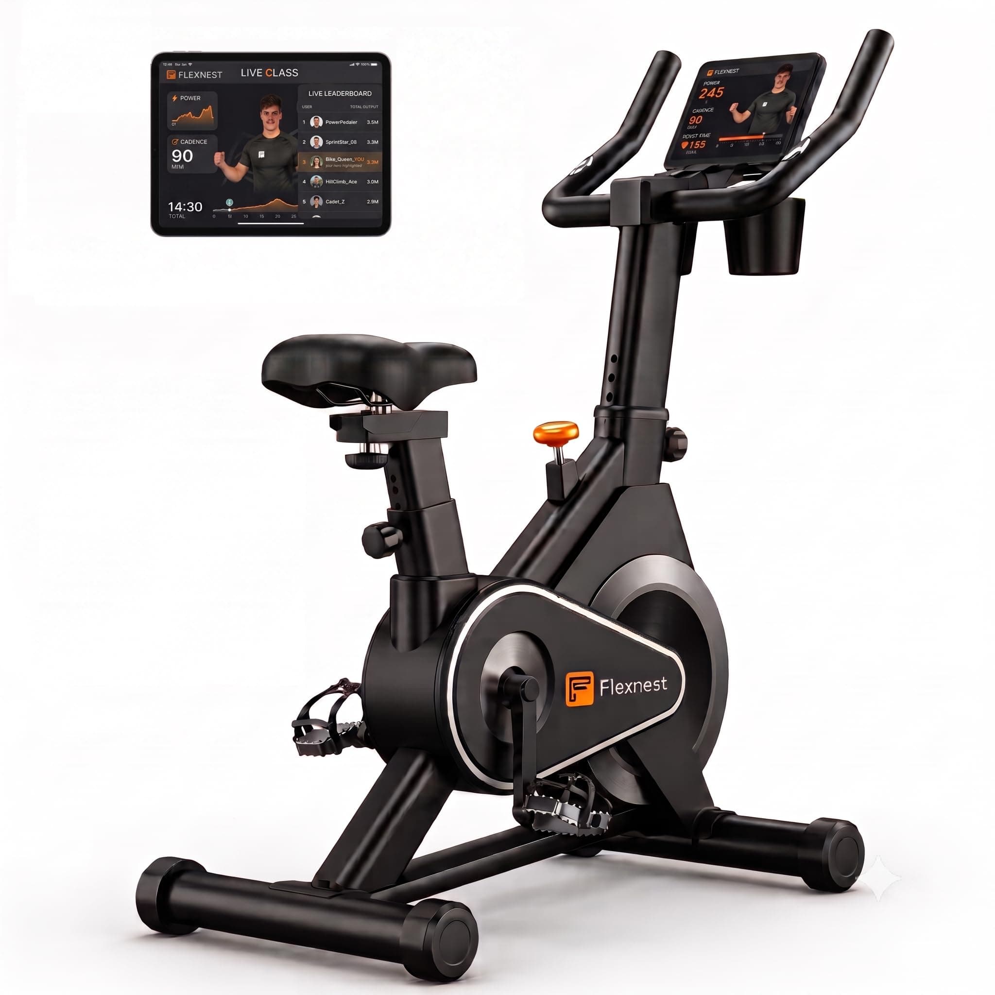 Flexnest Flexbike 2026 Smart Exercise Cycle for Home | Bluetooth App Connected Spin Bike with 500+ Live Classes | 7Kg Flywhee