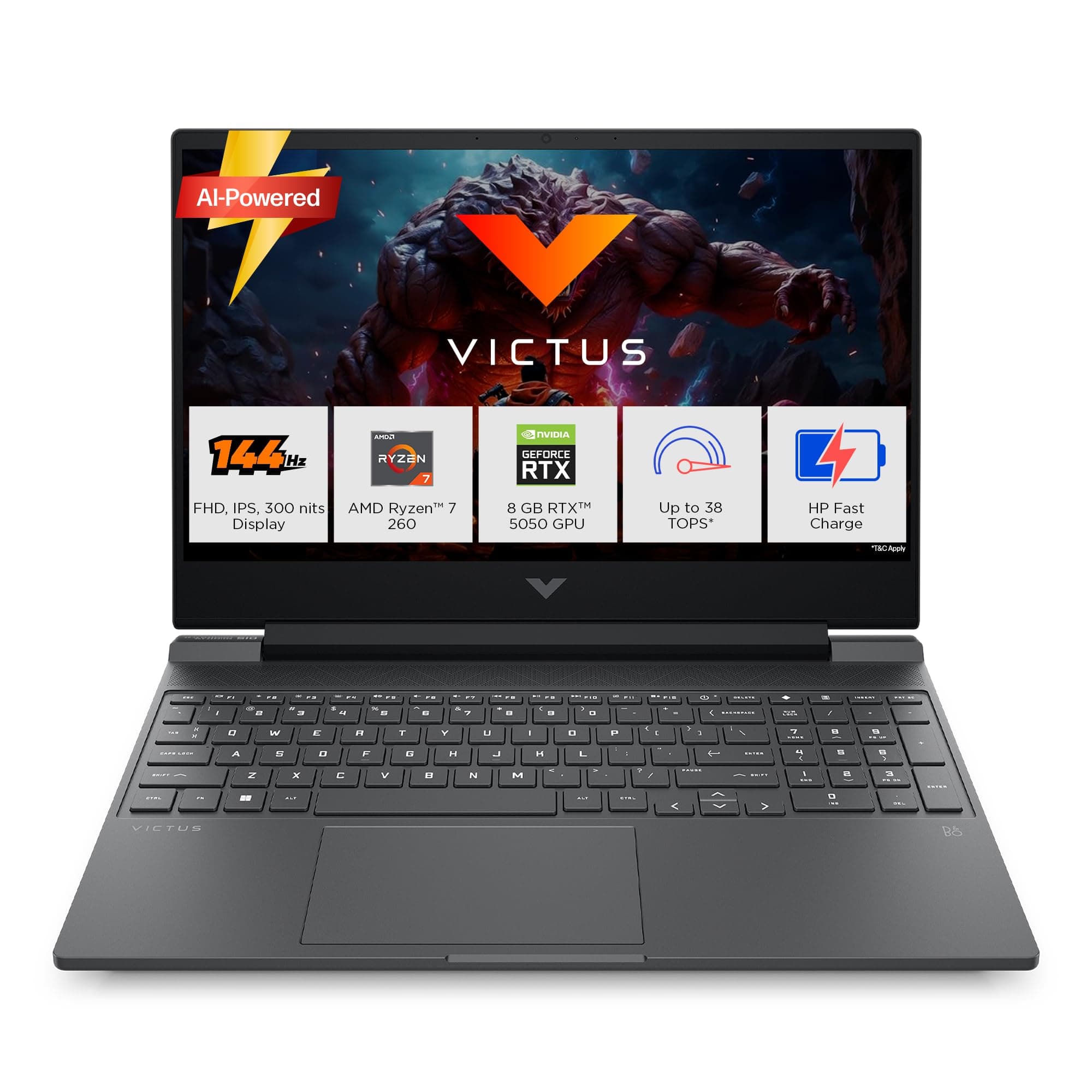 HP Victus, AMD Ryzen 7 260, 8GB RTX 5050 Gaming Laptop,(24GB DDR5,1TB SSD) 144Hz,IPS,300 nits,15.6'(39.6cm) FHD, Win11,M365 Basic(1 year) Office24, Mi...