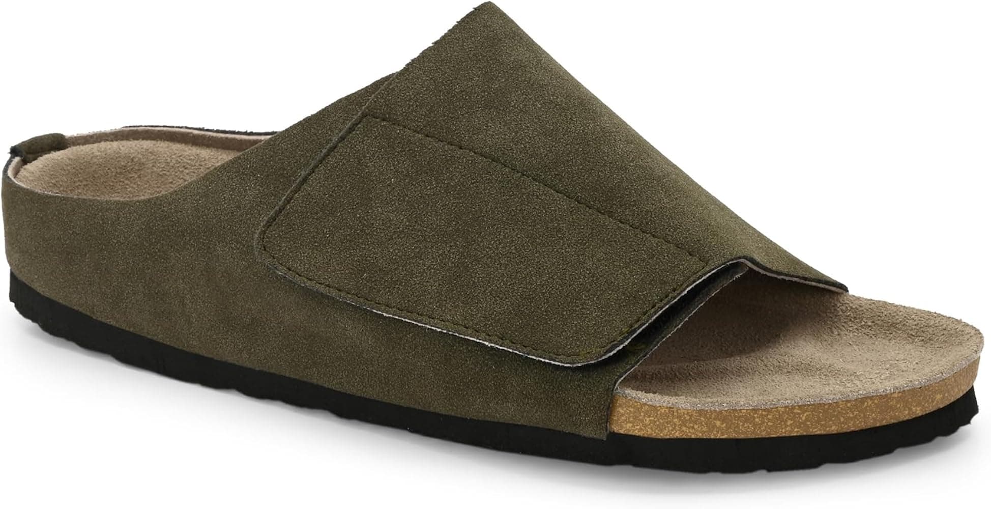 AFROJACK Men's Orginal Leather Sandals | Casual Slider Cork Sandals for Men With EVA Sole (s980)