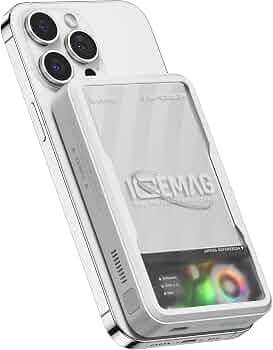 Sharge ICEMAG Magnetic Power Bank, World's First 10000mAh Battery Pack with Active Cooling for MagSafe, Transparent Portable Charger with 20W USB-C In...